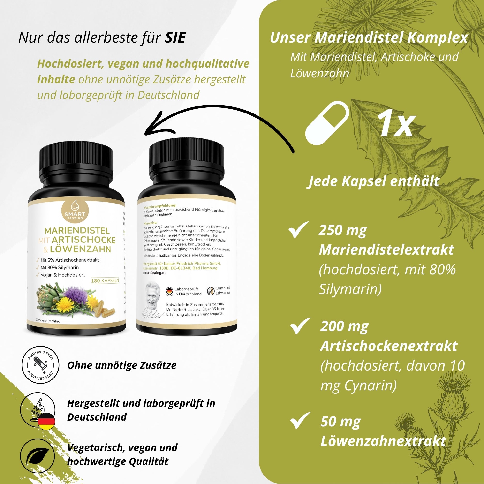 Mariendistel mit Artischocke & Löwenzahn - Natürliche Leberbalance & Detox - PZN 19838071