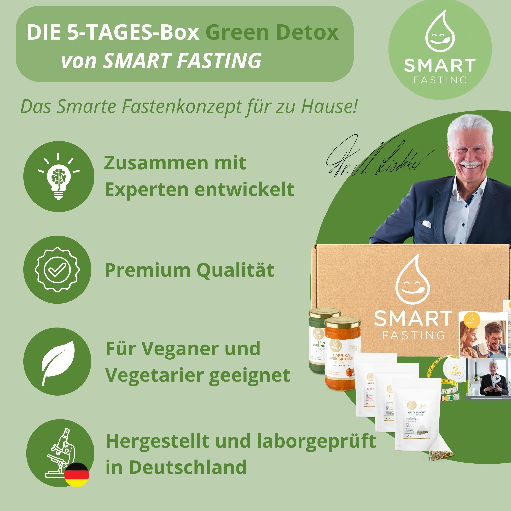 5-Tages Box "Green Detox" – Vegane Fastenbox mit Suppen & Tees