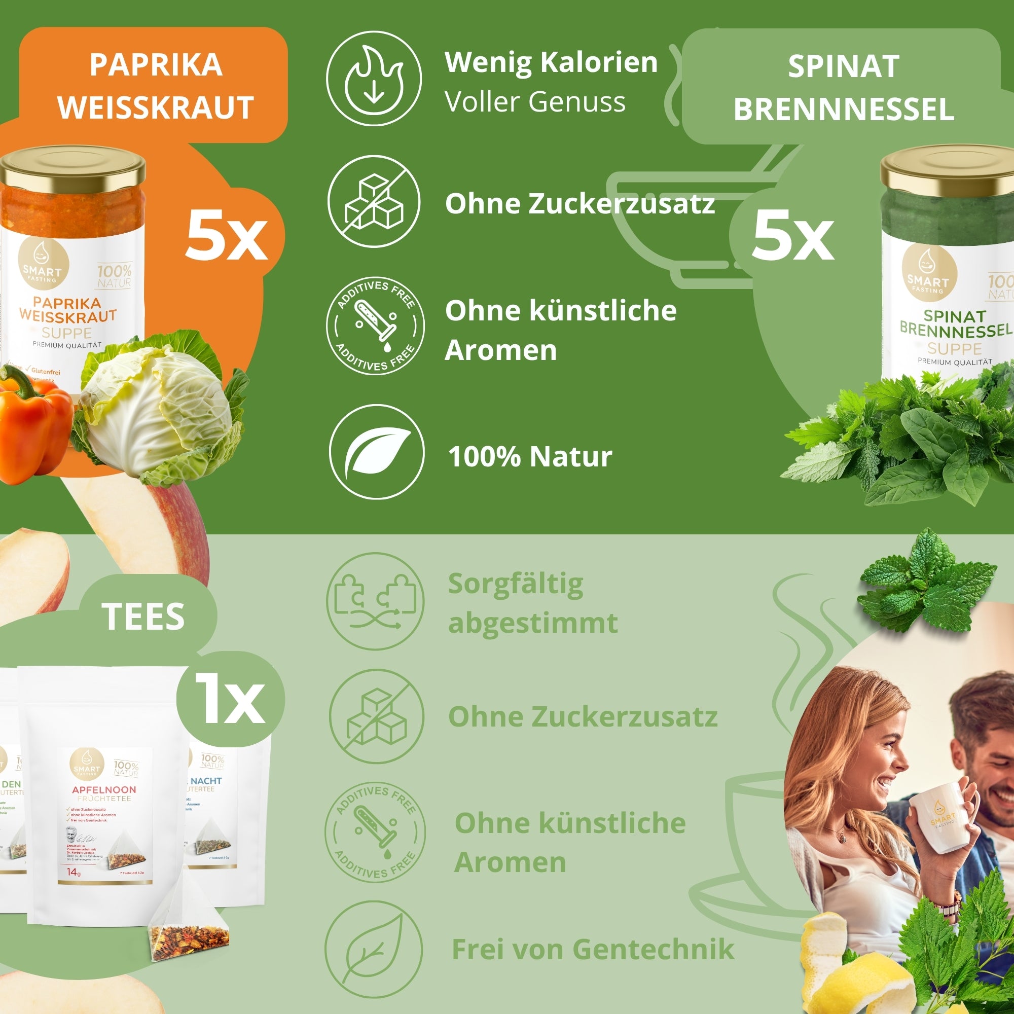 5-Tages Box "Green Detox" – Vegane Fastenbox mit Suppen & Tees
