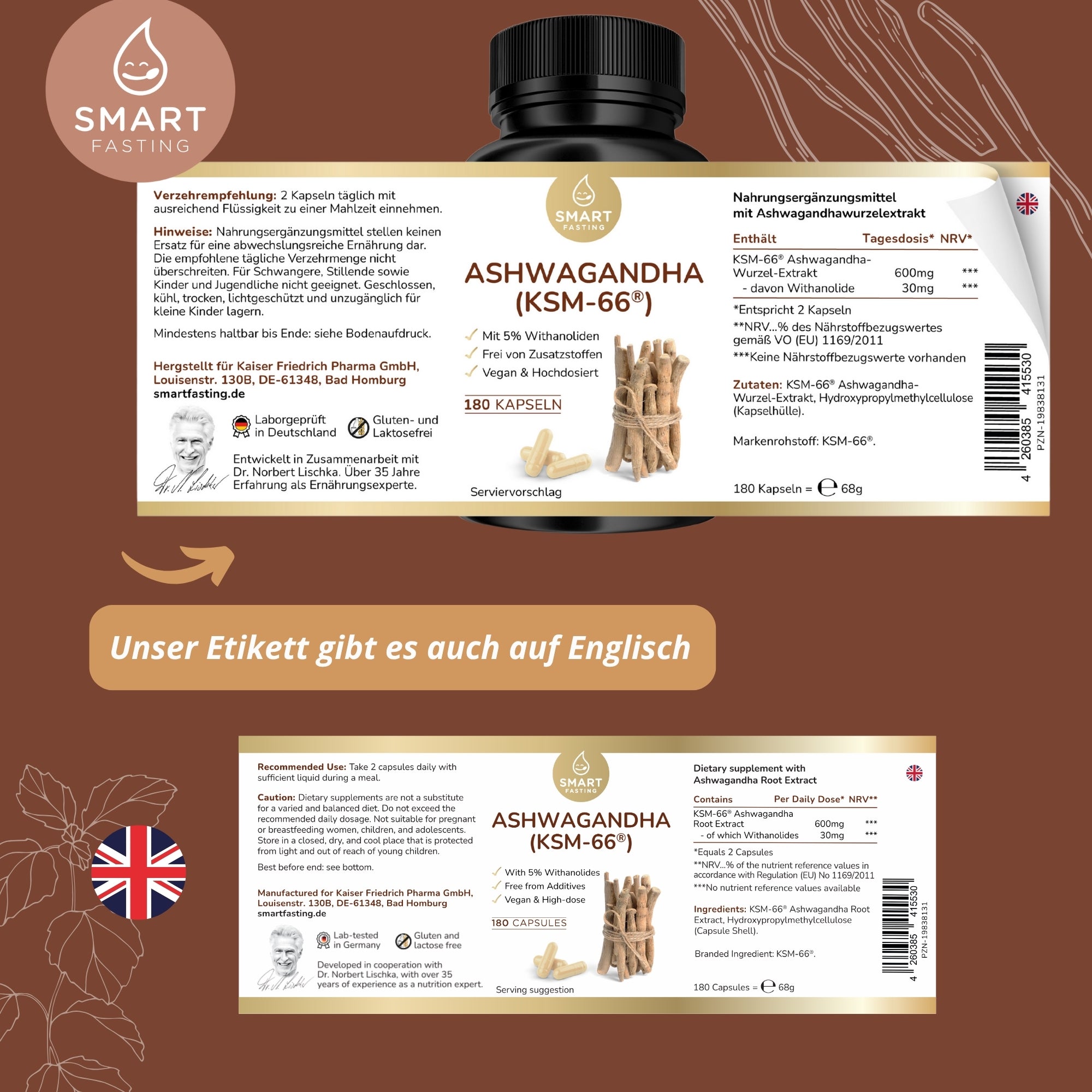 Ashwagandha KSM-66® - mit hochwertigem Ashwagandha-Wurzelextrakt - PZN 19838131