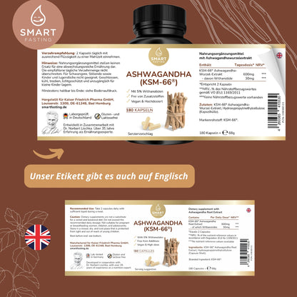 Ashwagandha KSM-66® - mit hochwertigem Ashwagandha-Wurzelextrakt - PZN 19838131