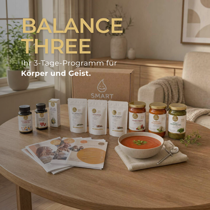 "BALANCE THREE" SmartFasting Box – Klassisches Fasten mit Suppen & Tees