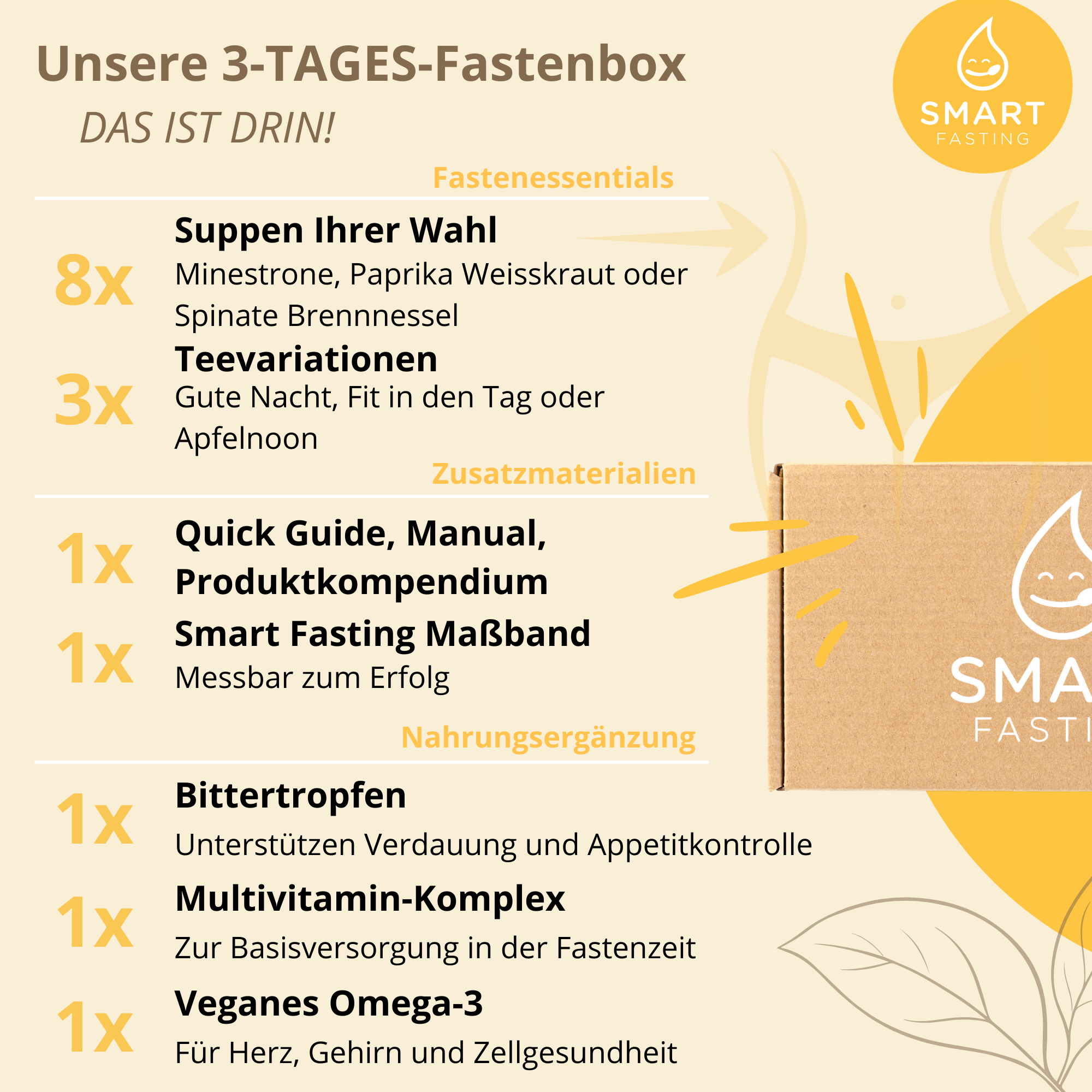 "BALANCE THREE" SmartFasting Box – Klassisches Fasten mit Suppen & Tees