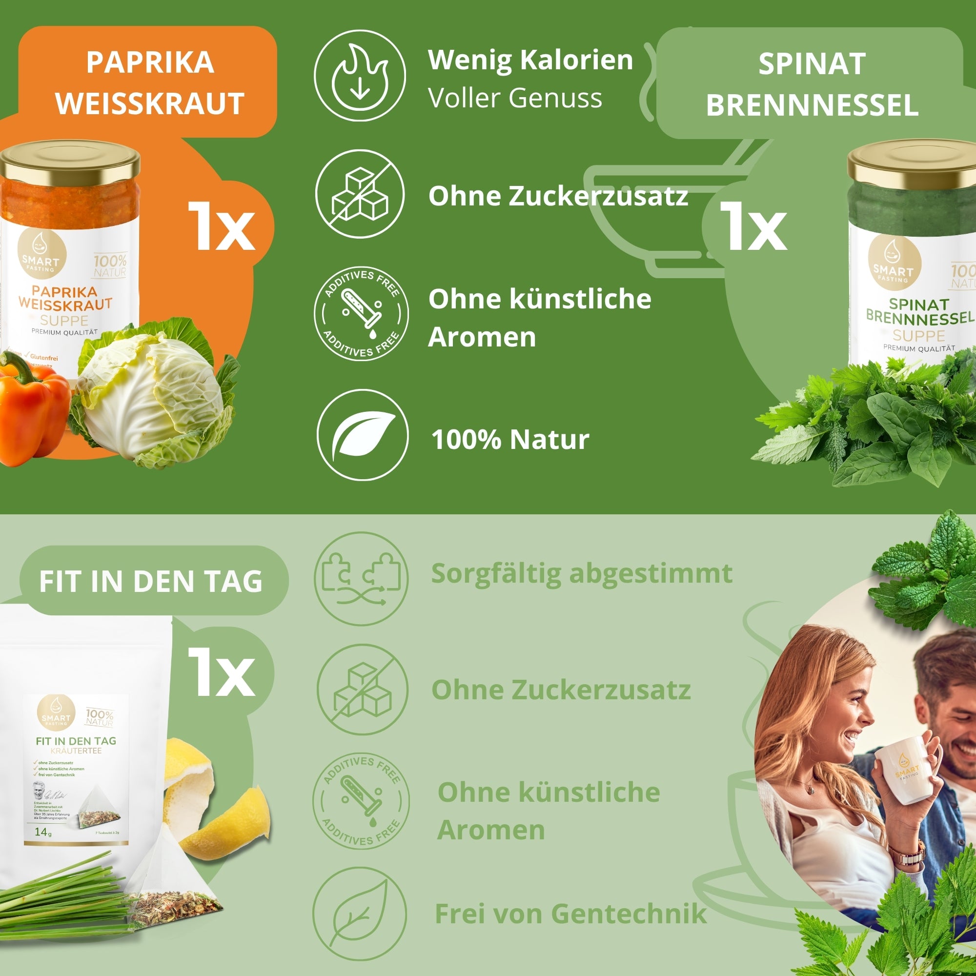 1-Tages Box "Green Detox" – Grünes Fasten mit Suppen & Tees