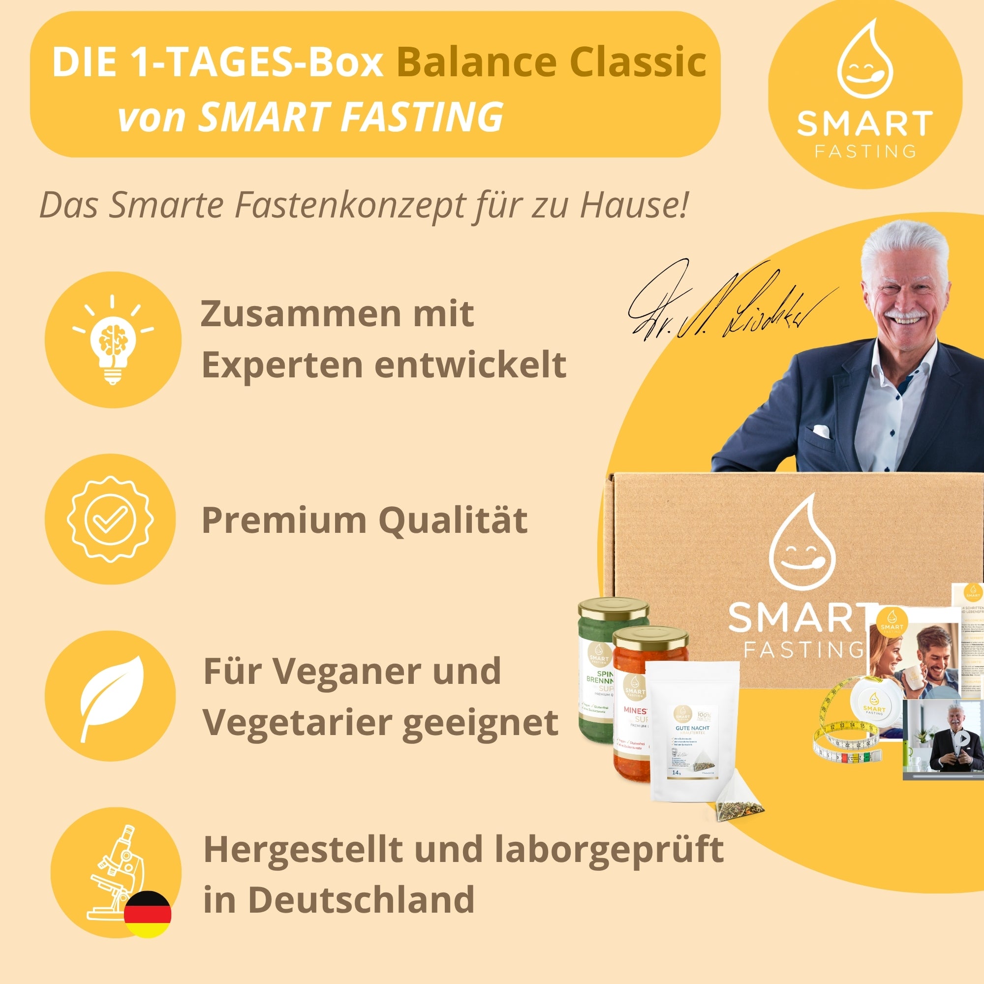 1-Tages Box "Balance Classic" – Klassischer Einstieg ins Fasten mit Suppen & Tee