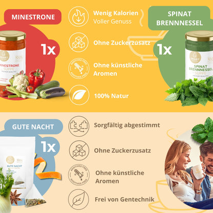 1-Tages Box "Balance Classic" – Klassischer Einstieg ins Fasten mit Suppen & Tee
