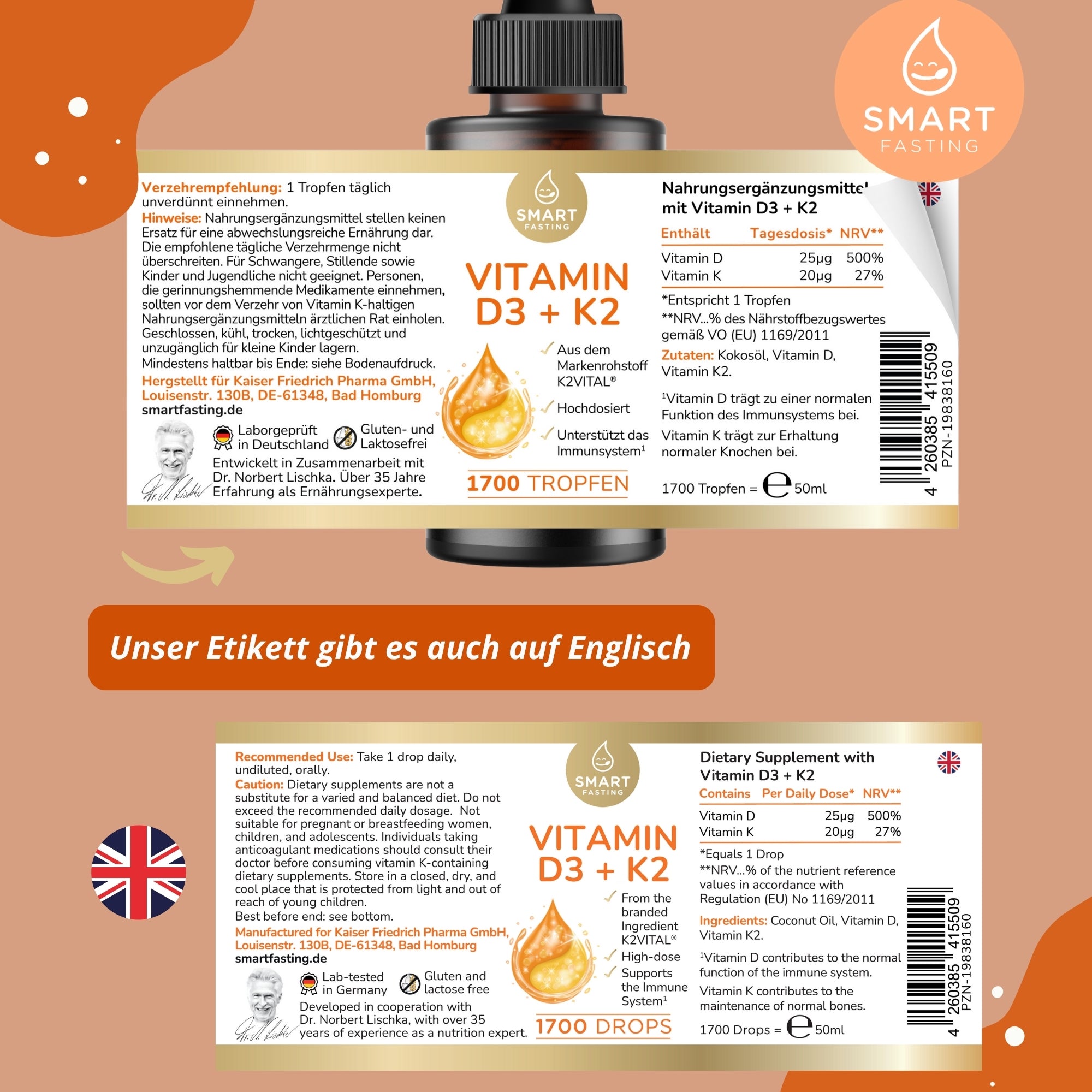 Vitamin D3 + K2 – mit hochwertigem K2VITAL® - PZN 19838160