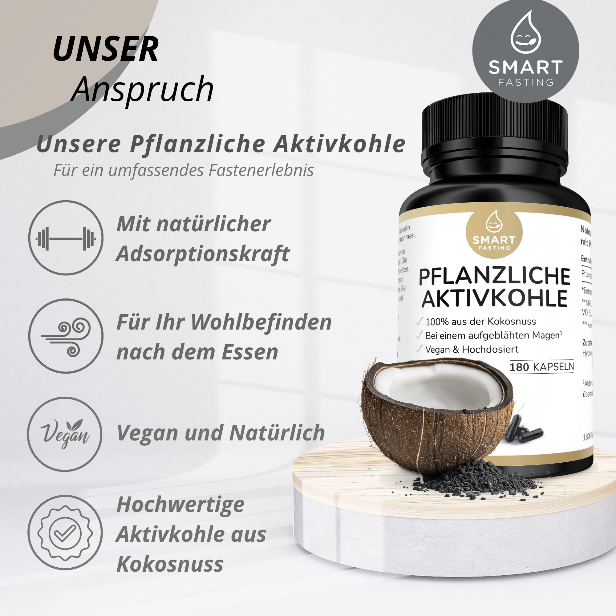 Pflanzliche Aktivkohle – aus hochwertiger Kokosnuss - PZN 19838119